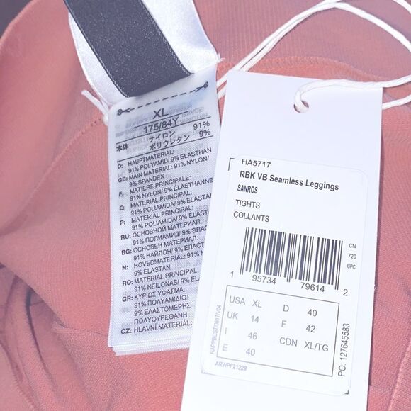 Reebok Victoria Beckham Seamless Leggings Dusty Rose Sz XL NWT - Picture 4 of 5